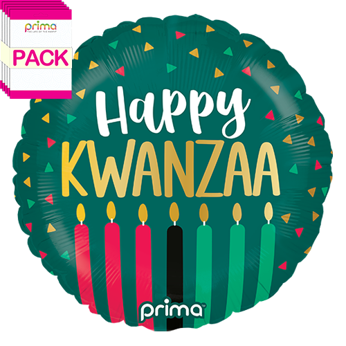 [PF-0056-18-50-1-BAND] 18" Round Happy Kwanzaa (Pack of 5) - Prima
