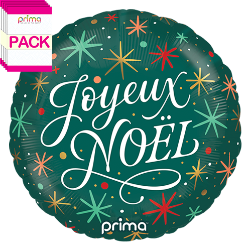 [PF-0054-18-50-1-BAND] 18" Round Joyeux Noel (Pack of 5) - Prima