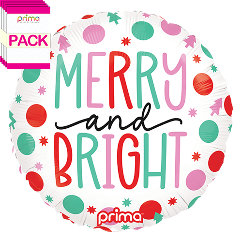 [PF-0013-18-50-1-BAND] 18" Round Merry & Bright Dots (Pack of 5) - Prima