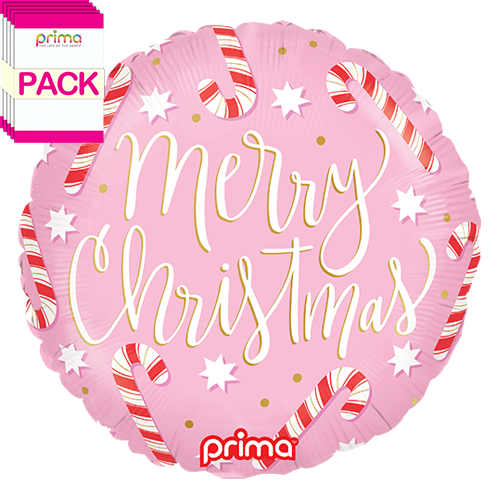 [PF-0012-18-50-1-BAND] 18" Round Merry Christmas Candy Canes (Pack of 5) - Prima