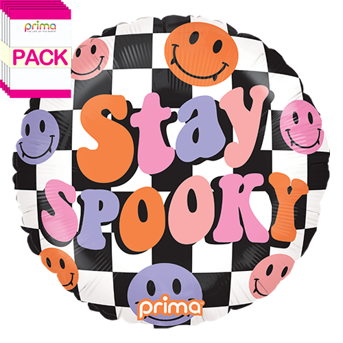 [PF-0007-18-50-1-BAND] 18" Round Stay Spooky Checker (Pack of 5) - Prima