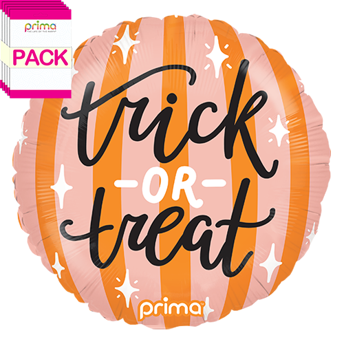[PF-0003-18-50-1-BAND] 18" Round Trick-or-Treat Peach and Orange Stripes (Pack of 5) - Prima
