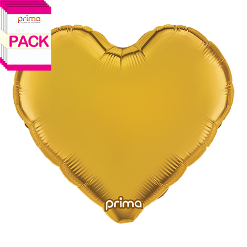 [PF-GDHT-18-50-1-BAND] 18” Gold Heart (Pack of 5) - Prima