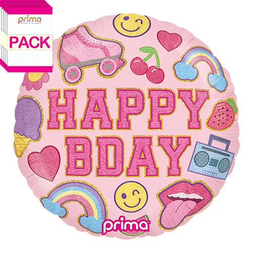 [PF-BGPT-18-50-1-BAND] 18” Round Birthday Girl Patches (Pack of 5) - Prima