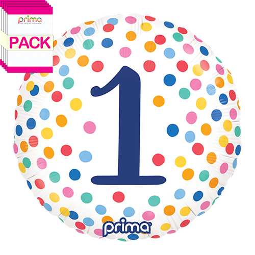 [PF-BDC1-18-50-1-BAND] 18” Round Happy Birthday Colorful Confetti 1 (Pack of 5) - Prima