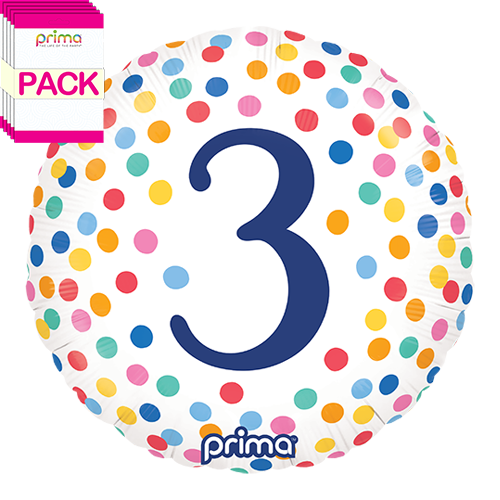 [PF-BDC3-18-50-1-BAND] 18” Round Happy Birthday Colorful Confetti 3 (Pack of 5) - Prima
