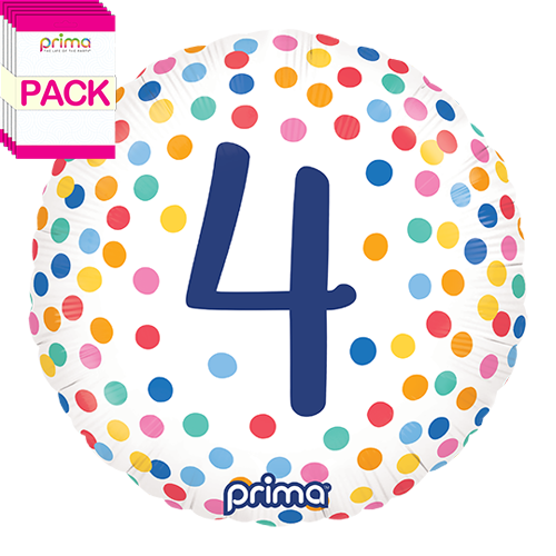[PF-BDC4-18-50-1-BAND] 18” Round Happy Birthday Colorful Confetti 4 (Pack of 5) - Prima