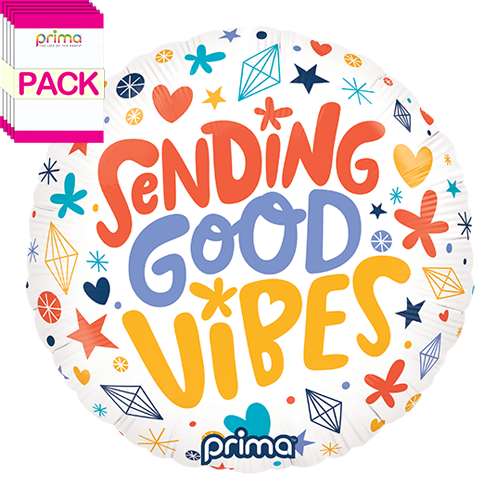 [PF-GDVB-18-50-1-BAND] 18” Round Sending Good Vibes (Pack of 5) - Prima