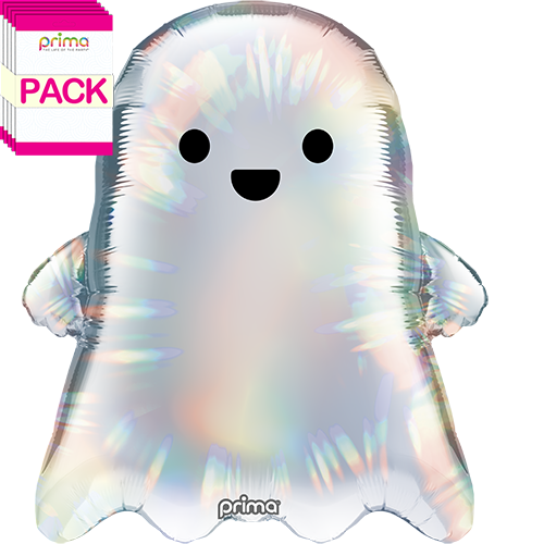 [PF-0035-22-50-1-BAND] 22" Cute Holographic Ghost Special Shape (Pack of 5) - Prima