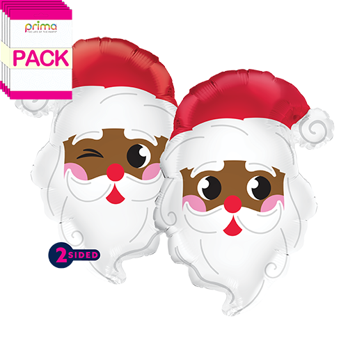 [PF-0046-22-50-1-BAND] 22" Dark Skin Santa Head Special Shape (Pack of 5) - Prima