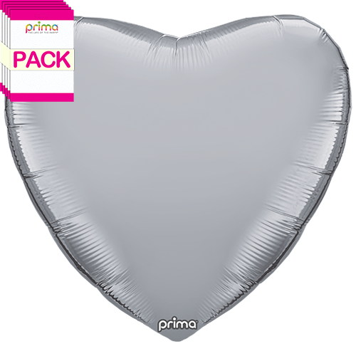 [PF-SVHT-32-50-1-BAND] 32” Silver Heart (Pack of 5) - Prima