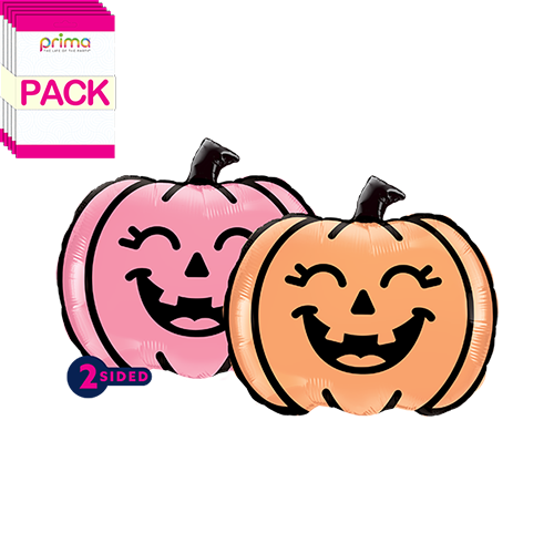 [PF-0037-9-50-2-BAND] 12" Air-filled Smiling Jack-o'-lantern Shape (Pack of 5) - Prima