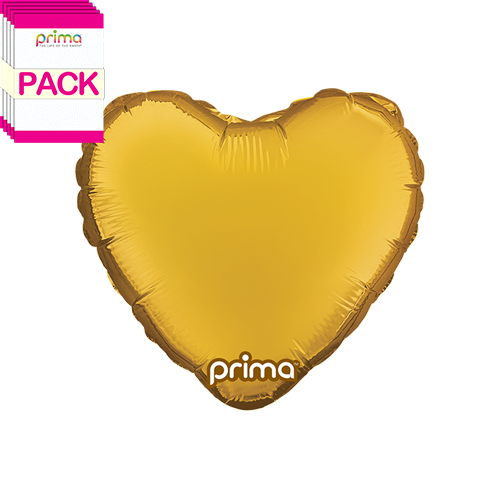 [PF-GDHT-9-50-6-BAND] 9” Gold Heart (Pack of 5) - Prima