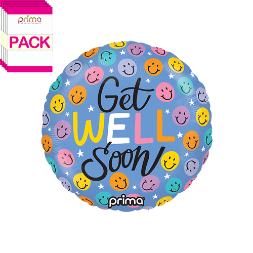 [PF-GWSM-9-50-6-BAND] 9” Round Get Well Happy Faces (Pack of 5) - Prima
