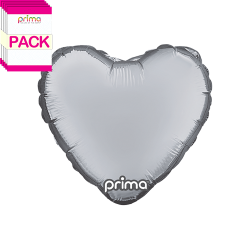 [PF-SVHT-9-50-6-BAND] 9” Silver Heart (Pack of 5) - Prima