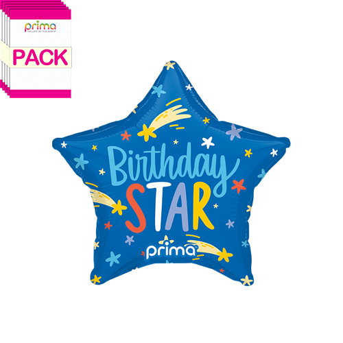 [PF-BDST-9-50-6-BAND] 9” Star Birthday Star (Pack of 5) - Prima