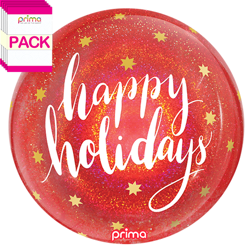 [PS-HHGL-20-50-1-BAND] 20" Happy Holidays Red Glitter Sphere (Pack of 10) - Prima
