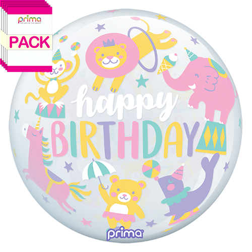 [PS-PCIR-20-50-1-BAND] 20” Birthday Pastel Circus Sphere (Pack of 10) - Prima