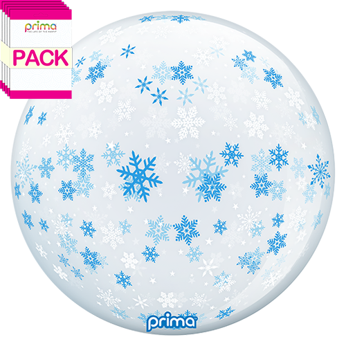 [PS-BWSN-22-50-1-BAND] 20” Blue & White Snowflakes Sphere (Pack of 10) - Prima
