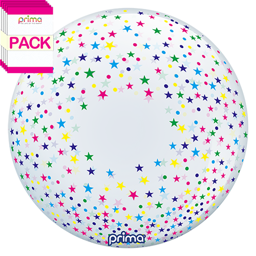 [PS-CSTR-22-50-1-BAND] 20” Colorful Confetti Stars Sphere (Pack of 10) - Prima
