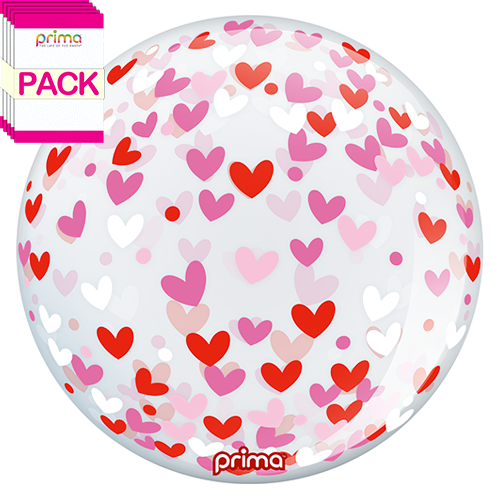 [PS-CHRT-22-50-1-BAND] 20” Colorful Hearts Sphere (Pack of 10) - Prima