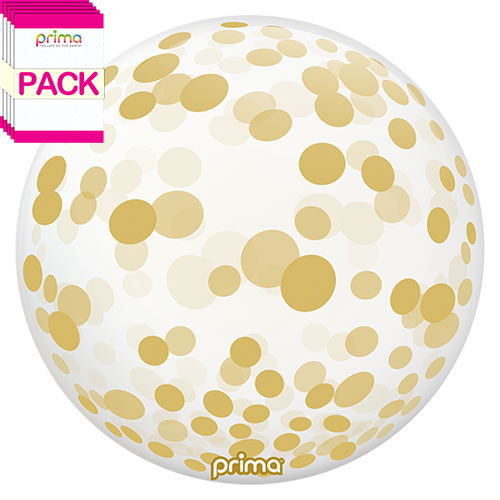 [PS-GDCF-22-50-1-BAND] 20” Gold Confetti Sphere (Pack of 10) - Prima