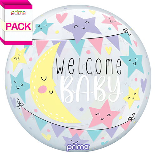 [PS-MSBY-22-50-1-BAND] 20” Moon & Stars Baby Sphere (Pack of 10) - Prima
