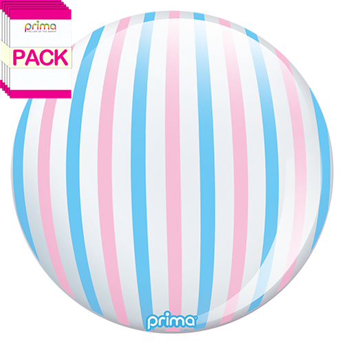 [PS-PBST-22-50-1-BAND] 20” Pink & Blue Stripe Sphere (Pack of 10) - Prima