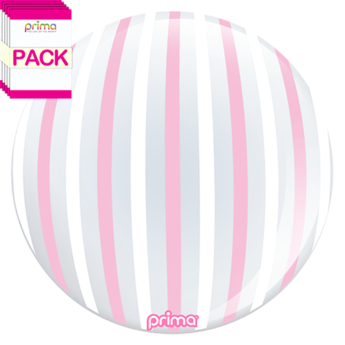 [PS-PWST-22-50-1-BAND] 20” Pink & White Stripe Sphere (Pack of 10) - Prima