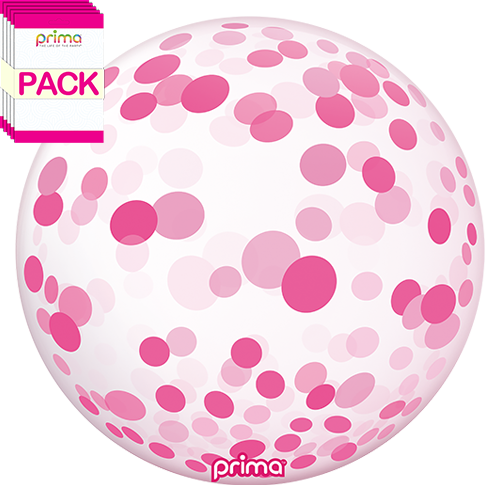 [PS-PKCF-22-50-1-BAND] 20” Pink Confetti Sphere (Pack of 10) - Prima