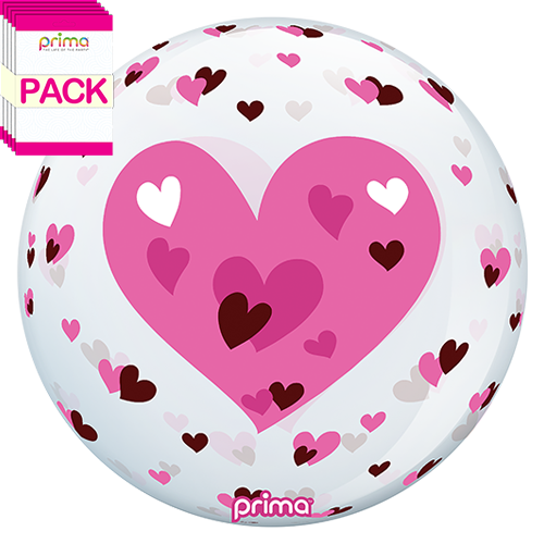 [PS-PHRT-22-50-1-BAND] 20” Pink Hearts Sphere (Pack of 10) - Prima