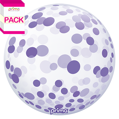 [PS-PRCF-22-50-1-BAND] 20” Purple Confetti Sphere (Pack of 10) - Prima