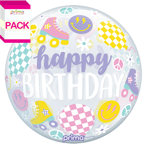 [PS-RSKT-20-50-1-BAND] 20” Retro Skates Birthday Sphere (Pack of 10) - Prima