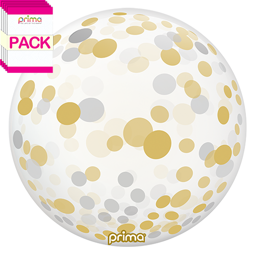 [PS-SGCF-22-50-1-BAND] 20” Silver Gold Confetti Sphere (Pack of 10) - Prima