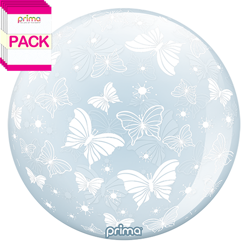 [PS-WBUT-22-50-1-BAND] 20” White Butterflies Sphere (Pack of 10) - Prima