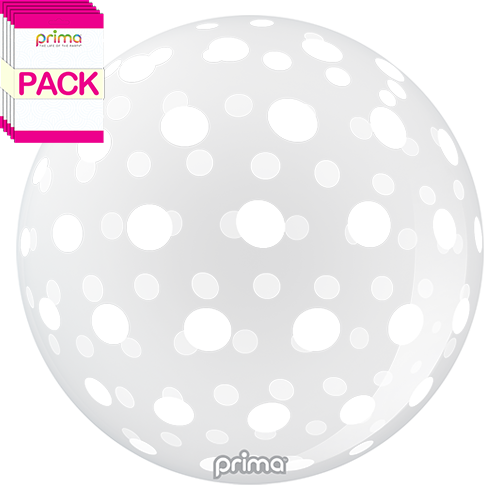 [PS-WTDT-22-50-1-BAND] 20” White Dots Sphere (Pack of 10) - Prima