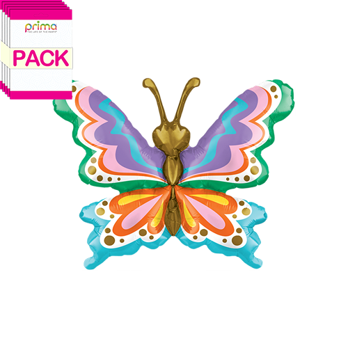 [PF-0176-13-50-2-BAND] 13" Air-Filled Groovy Butterfly (Pack of 5) - Prima