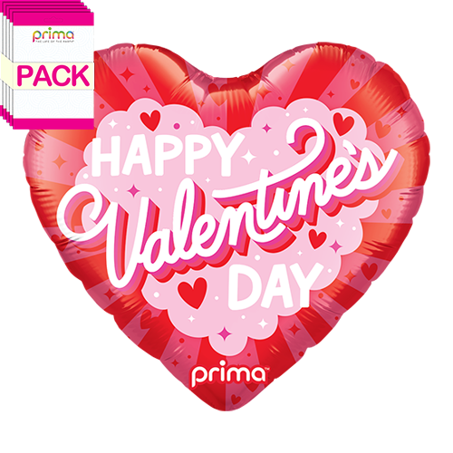 [PF-0081-18-50-1-BAND] 18" Heart Happy Valentine's Day Burst (Pack of 5) - Prima