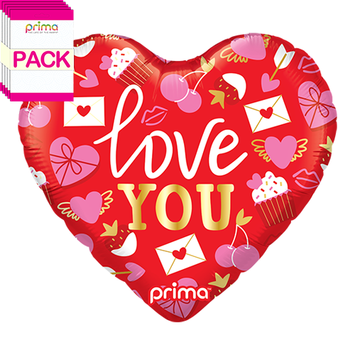 [PF-0076-18-50-1-BAND] 18" Heart Love You Valentine Trendy Icons (Pack of 5) - Prima
