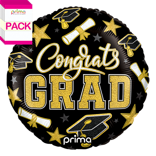 [PF-0163-18-50-1-BAND] 18" Round Congrats Grad Patches (Pack of 5) - Prima