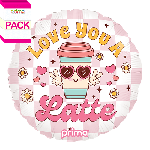 [PF-0067-18-50-1-BAND] 18" Round Love You A Latte (Pack of 5) - Prima
