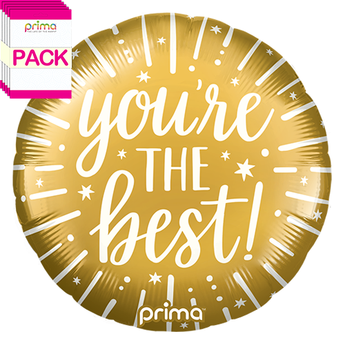 [PF-0166-18-50-1-BAND] 18" Round You're the Best Gold (Pack of 5) - Prima