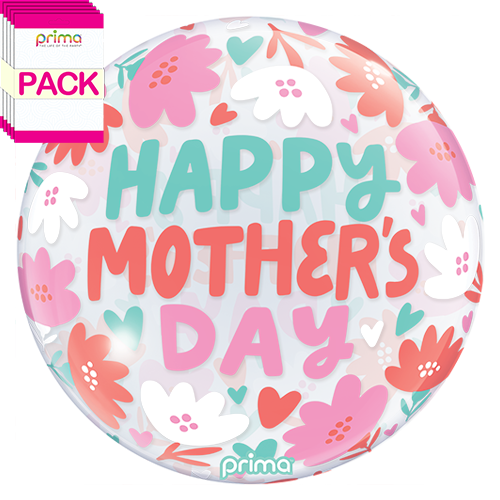[PS-0168-20-50-1-BAND] 20" Happy Mother's Day Hearts & Daisies Sphere (Pack of 5) - Prima
