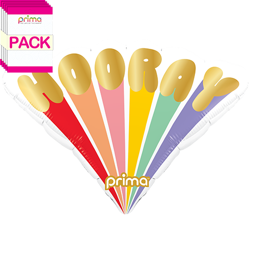 [PF-0147-20-50-1-BAND] 20" Hooray Colorful Burst Shape (Pack of 5) - Prima