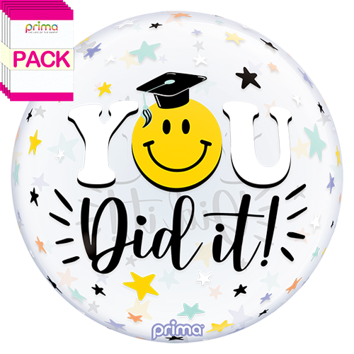[PS-0170-20-50-1-BAND] 20" You Did It Smile Face Grad Sphere (Pack of 5) - Prima