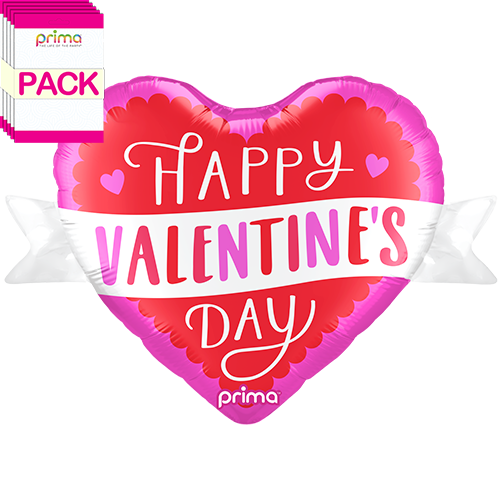 [PF-0091-25-50-1-BAND] 25" Happy Valentine's Day Banner Heart (Pack of 5) - Prima