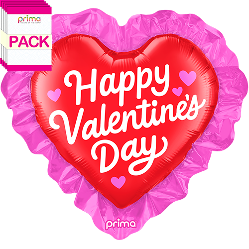 [PF-0097-25-50-1-BAND] 25" Happy Valentine's Day Ruffle Heart (Pack of 5) - Prima