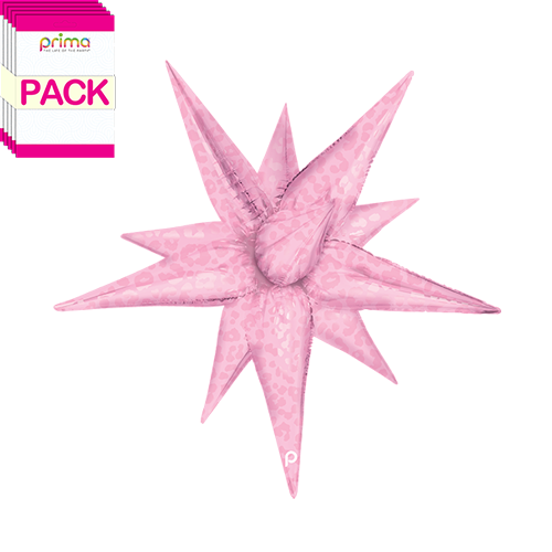[PD-0089-26-50-1-BAND] 26" Light Pink Matte & Shiny Leopard Print Starburst (Pack of 5) - Prima