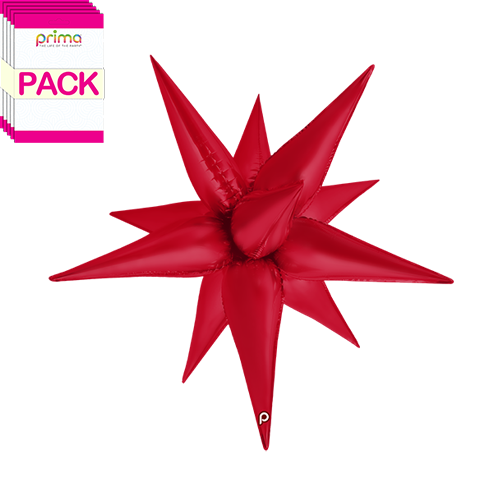 [PD-0087-26-50-1-BAND] 26" Red Satin Starburst (Pack of 5) - Prima