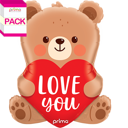 [PF-0093-27-50-1-BAND] 27" Love You Bear Shape (Pack of 5) - Prima